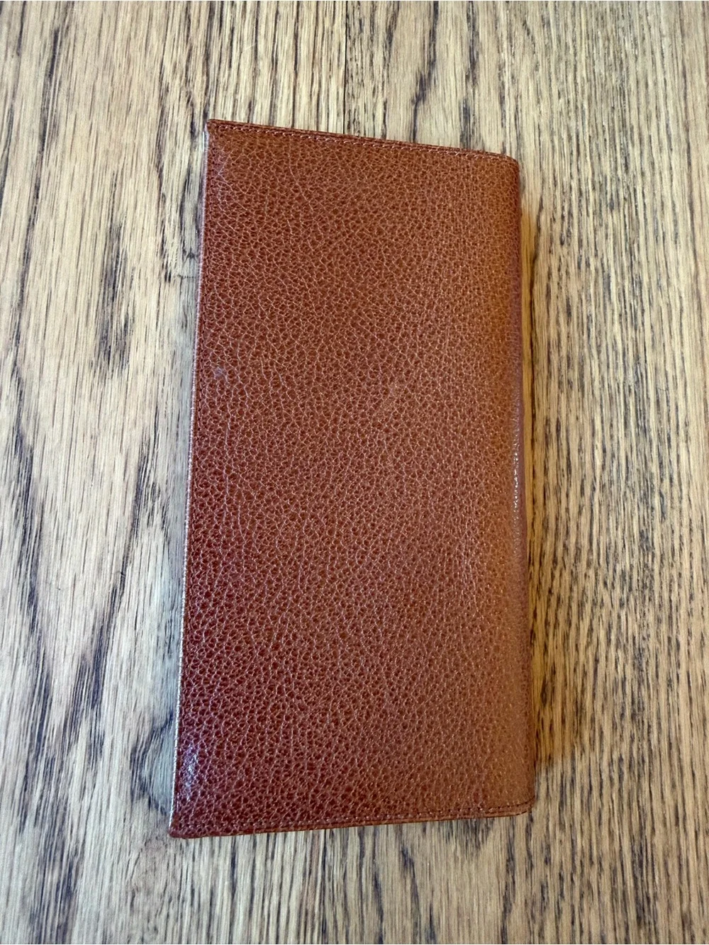 Salvatore Ferragamo Chestnut Brown Leather Long Wallet with Gold Corner